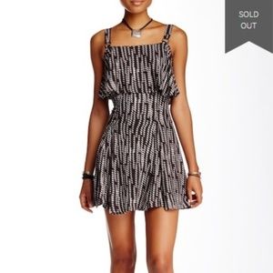 FP Black Paper Flower Print Mini Pleat Dress